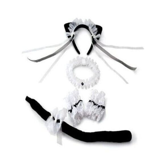 Cat Costume Set - Sophisticat Accessories Kit -Ears,‎ Tail, Choker & Wristlets. - Picture 1 of 6